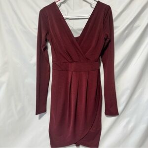 Revamped Burgundy Long Sleeve Dress